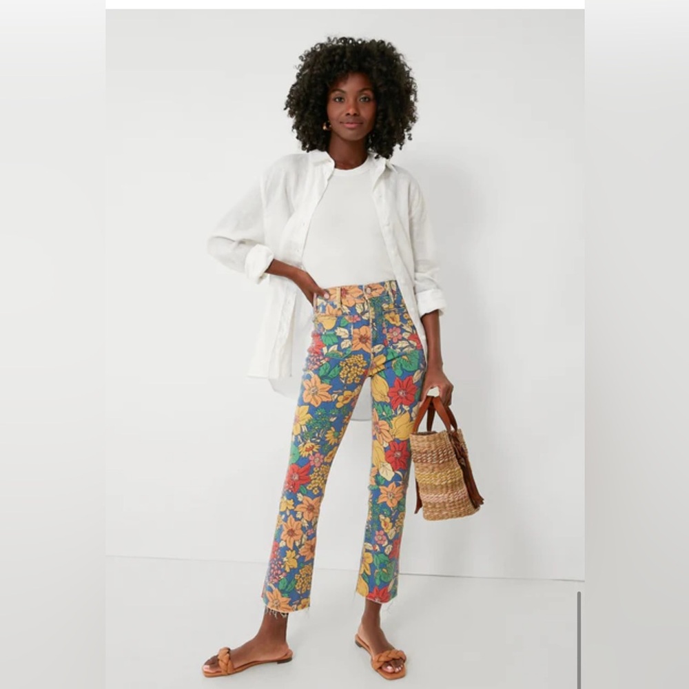 Mother The Hustler Patch Pocket Ankle in Fresh Blooms